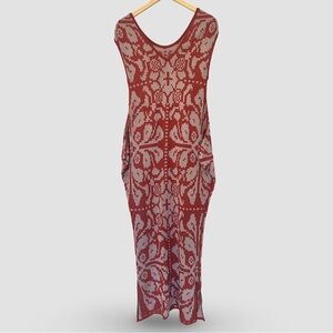 PEPA POMBO Red Knit Sheath Dress – One Size